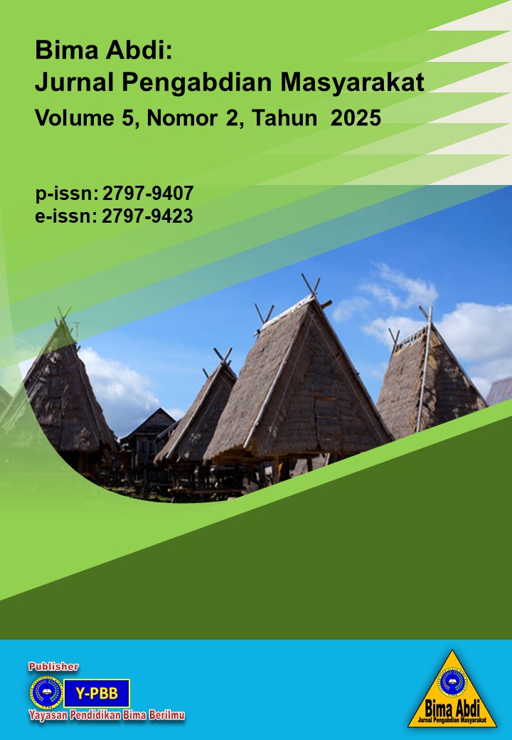 					View Vol. 5 No. 2 (2025): Bima Abdi: Jurnal Pengabdian Masyarakat
				