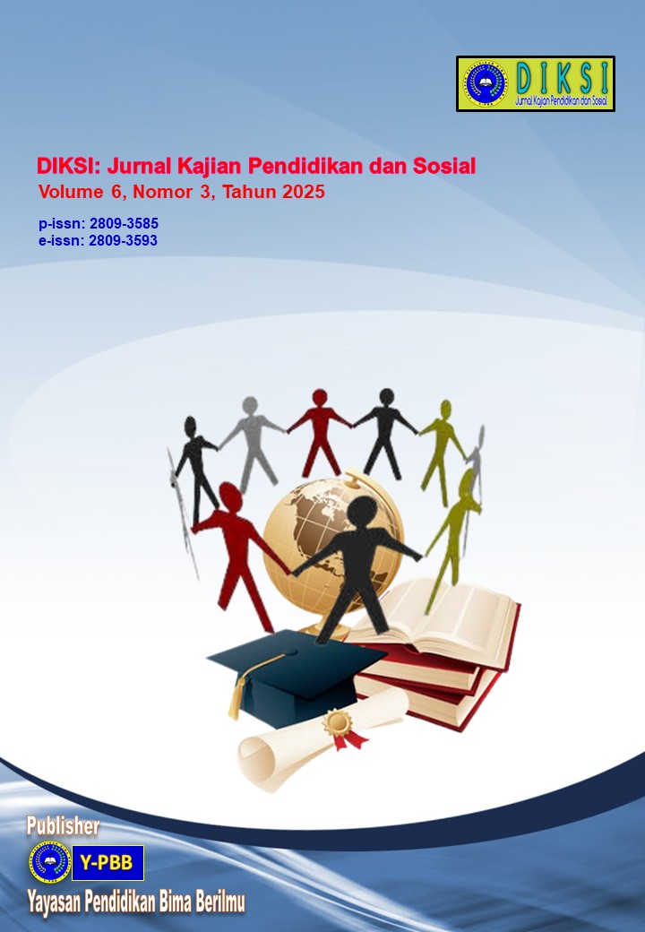 					View Vol. 6 No. 3 (2025): Diksi: Jurnal Kajian Pendidikan dan Sosial
				